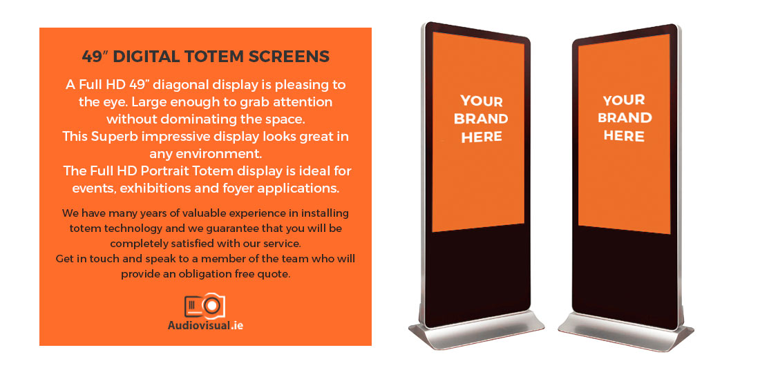 49 inch Digital Totem Screens Event Hire - Audiovisual Ireland H3